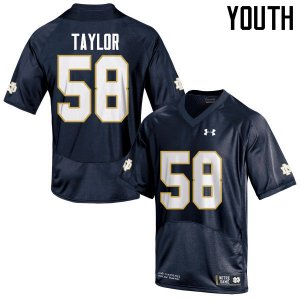 Notre Dame Fighting Irish Youth Elijah Taylor #58 Navy Blue Under Armour Authentic Stitched College NCAA Football Jersey FIN4599RZ
